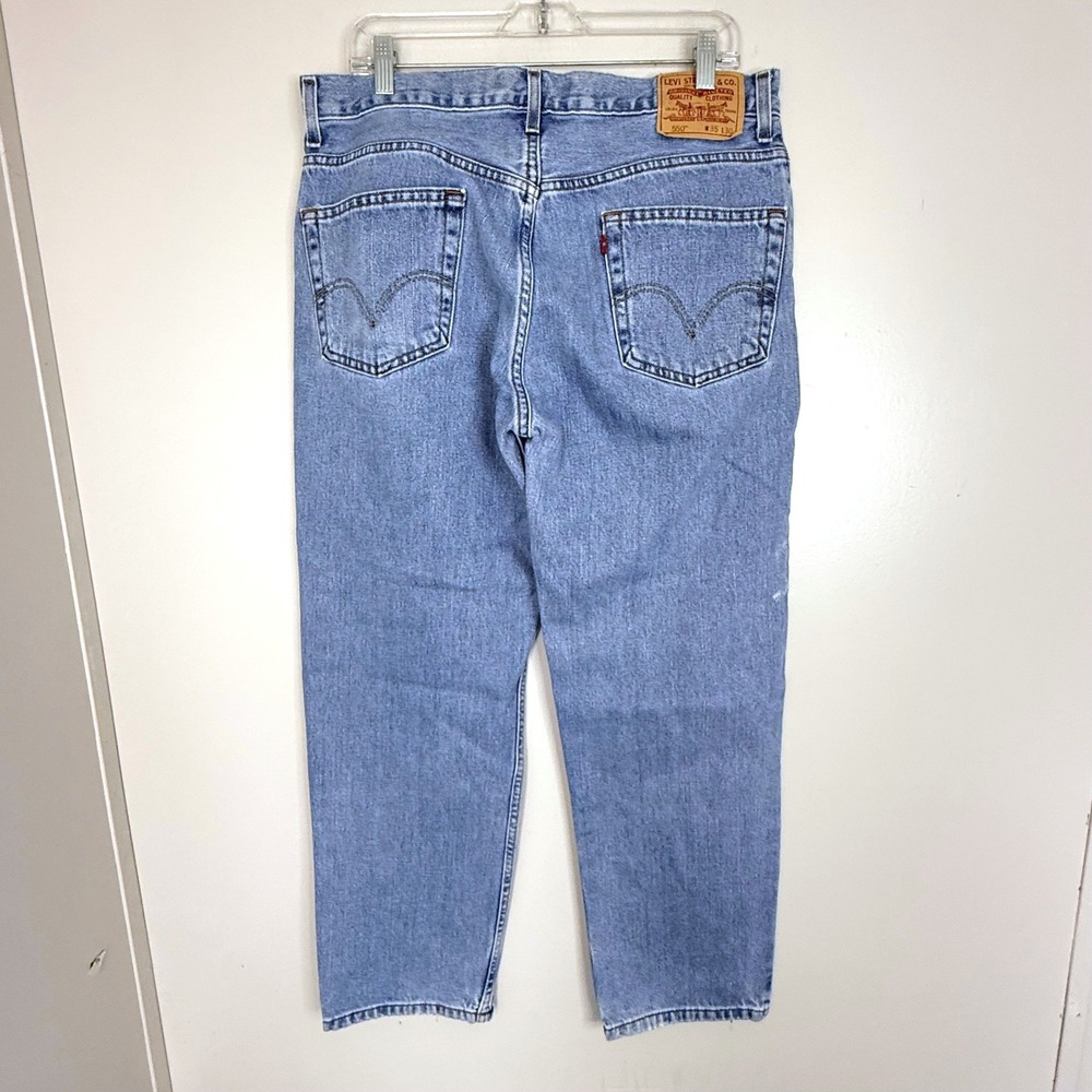Vintage Levi's Jeans Mens 35x30 550 Relaxed Fit Light Wash Denim Tapered Leg - Picture 5 of 8